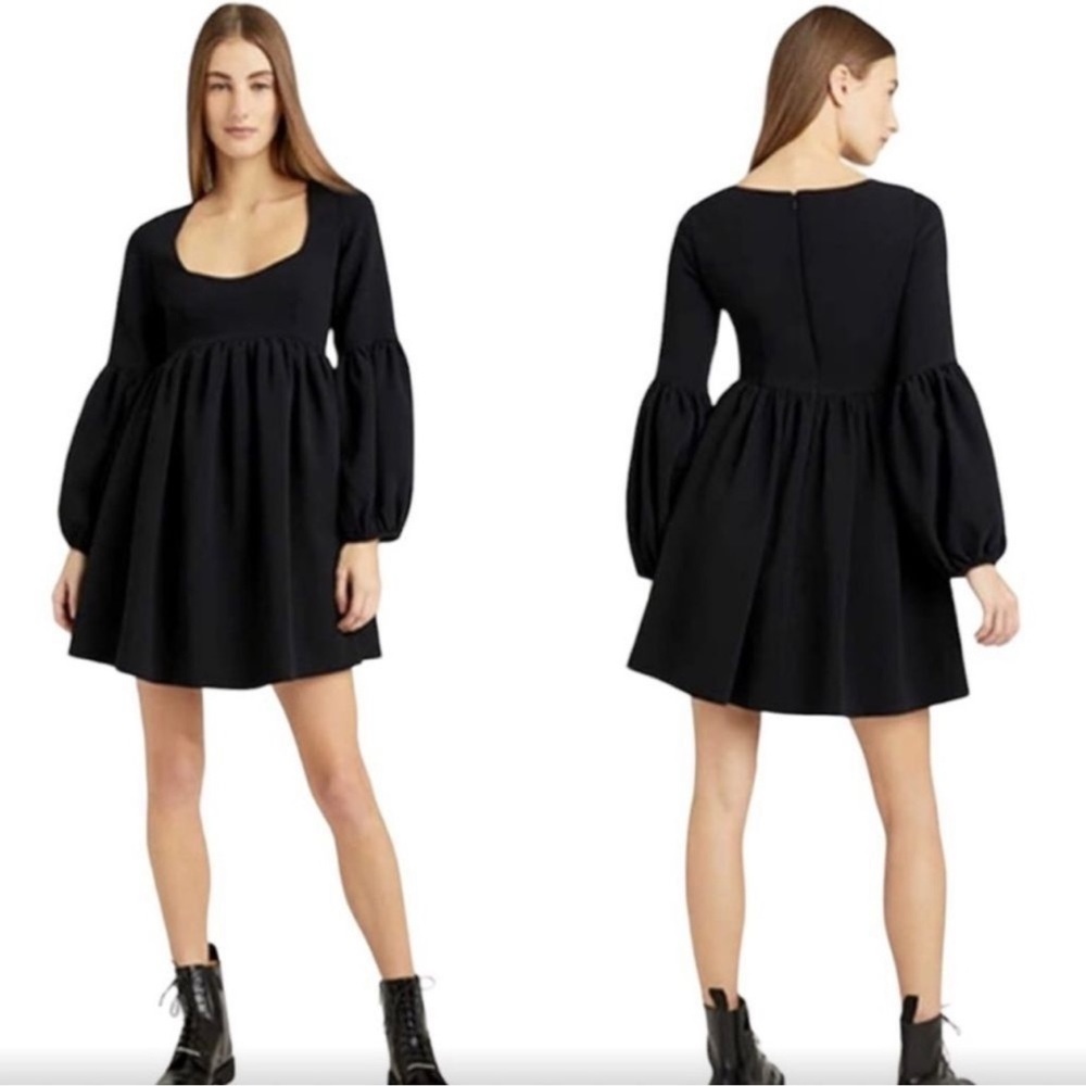 cinq a sept Black Mini Dress with Balloon Sleeves